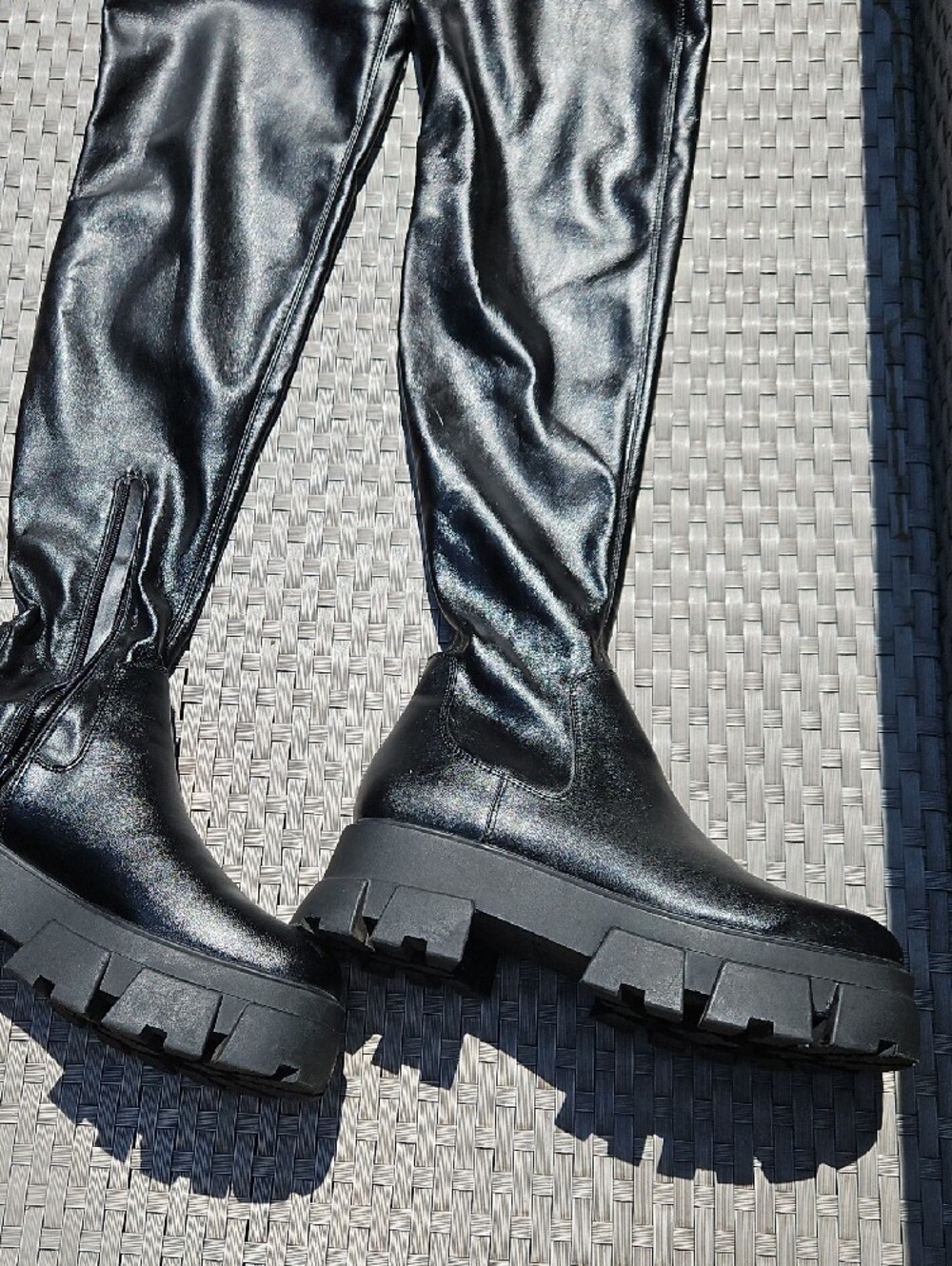 Aldo Black Over-the-Knee Lug Sole Pull-On Boots Size 10